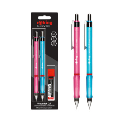 rOtring Visuclick portemine 0,7 mm lot de 2 avec 24 mines HB