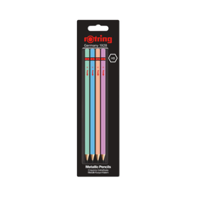 Rotring Wooden Pencil HB, Metallic, 4 Stück