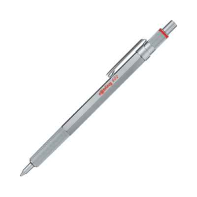 rOtring 600 stylo bille encre bleue corps argenté rechargeable