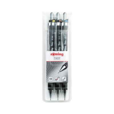 rOtring Tikky Druckbleistift 0.35/ 0.5/ 0.7 mm, Schwarz, 3-teiliges Set